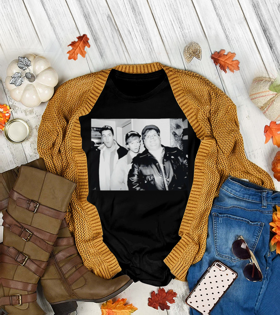 Adam Sandler Chris Farley David Spade NYPD Chicago Black and White Photo T-Shirt