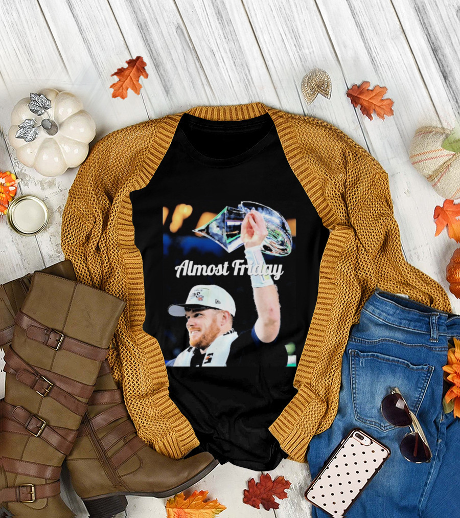 Almost Friday Sam Darnold Holding Lombardi Trophy Celebration T-Shirt