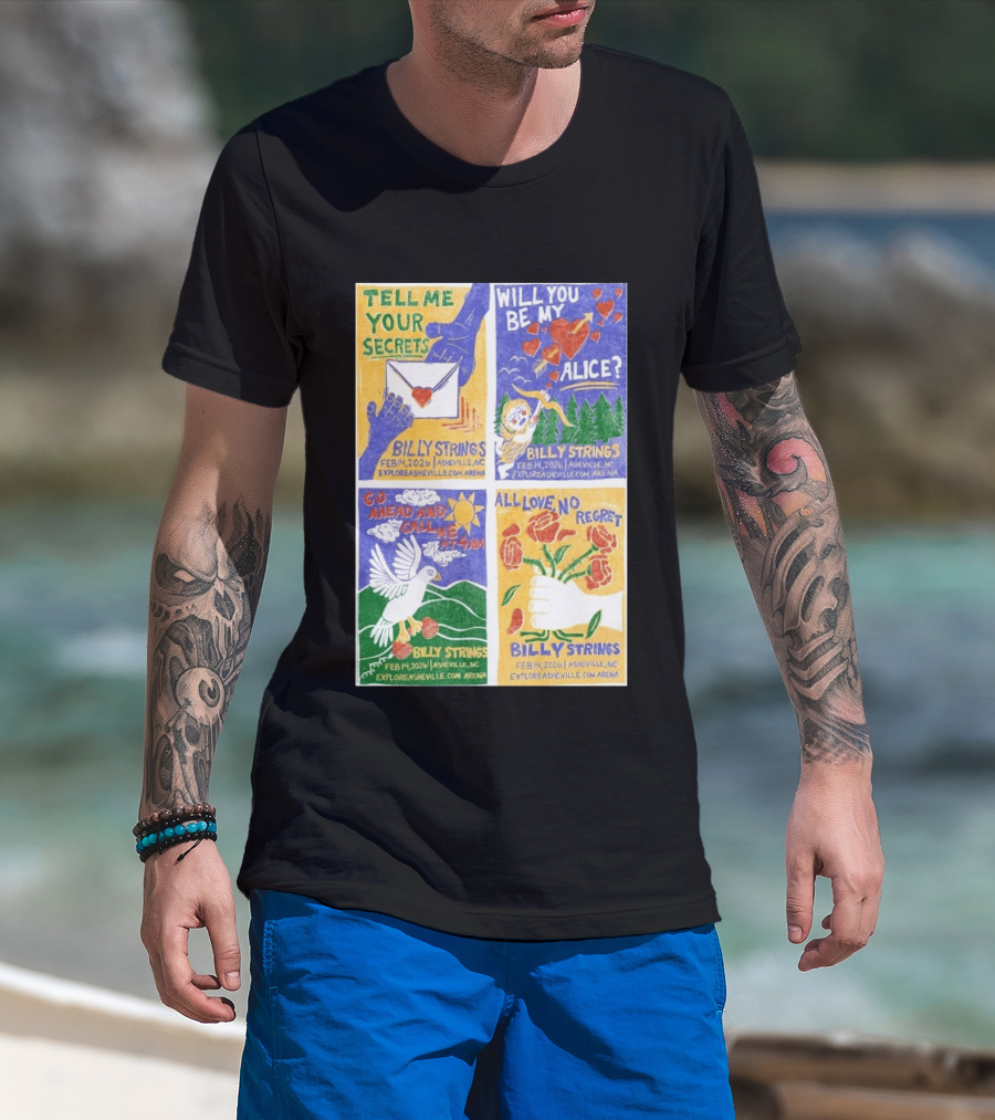 Billy Strings Tell Me Your Secrets Asheville NC February 14 2026 Explore Asheville Arena T-Shirt