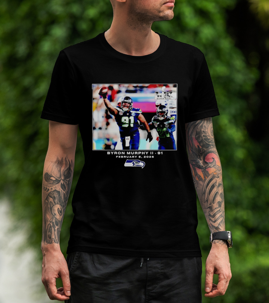Byron Murphy II Seattle Seahawks Super Bowl LXI February 1 2026 T-Shirt