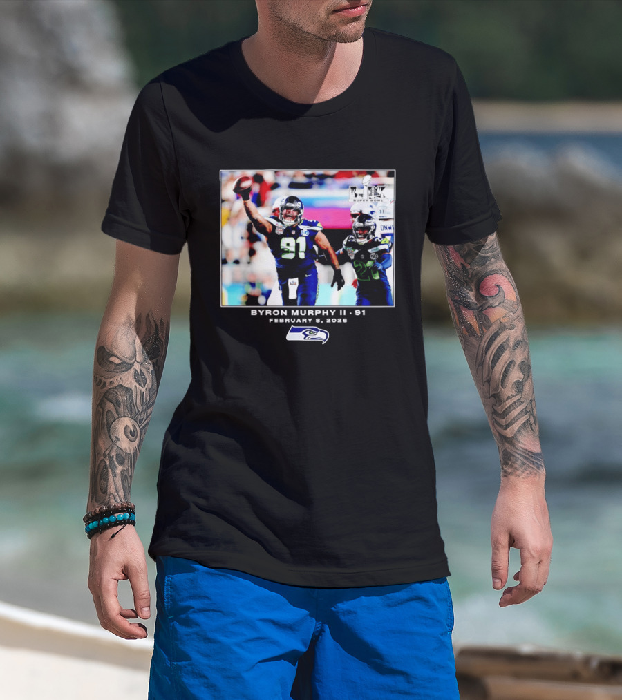 Byron Murphy II Seattle Seahawks Super Bowl LXI February 1 2026 T-Shirt