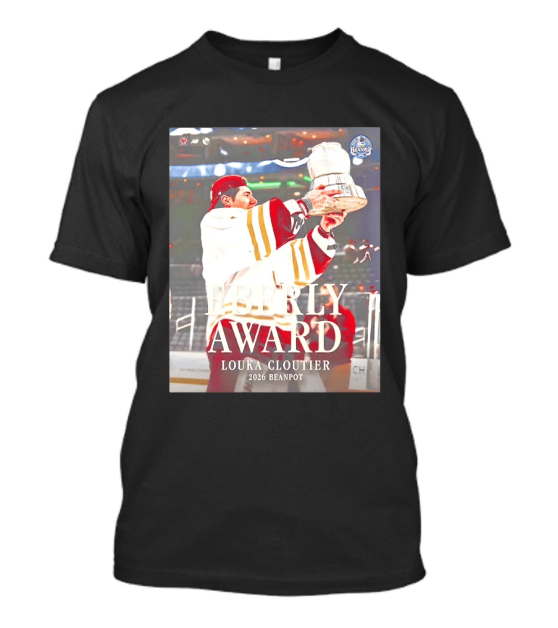 Eberly Award Louka Cloutier 2026 Beanpot Champion Boston College Hockey T-Shirt