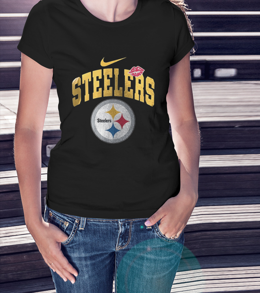 Pittsburgh Steelers Nike Makeup Artist Logo With Lip Print T-Shirt