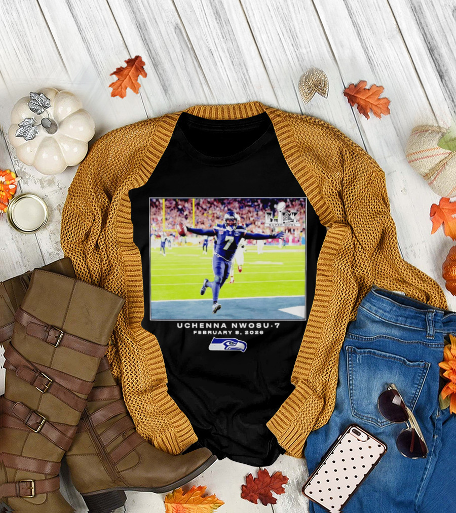 Uchenna Nwosu Seattle Seahawks Super Bowl Celebration Photo 2026 T-Shirt