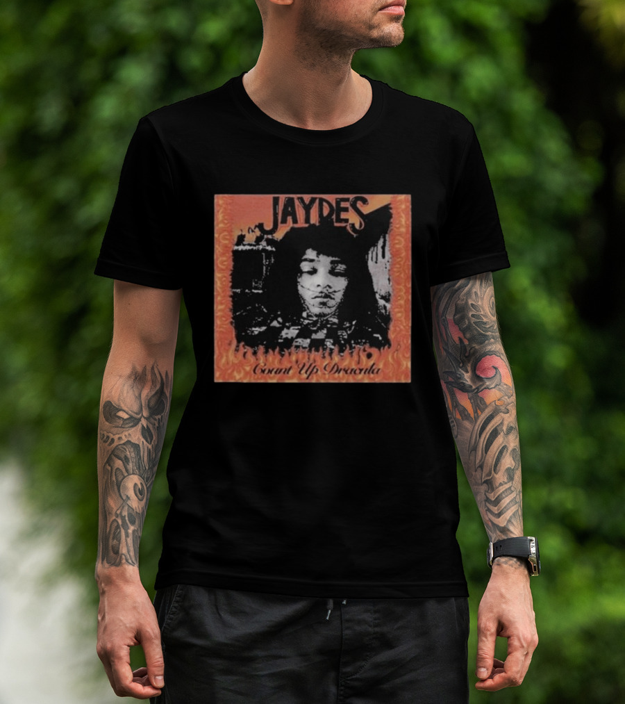 Jaydes Count Up Dracula Vintage Gothic Flames Checkerboard T-Shirt