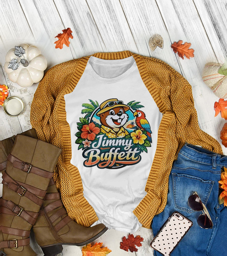 Jimmy Buffett Buc ee's Tropical Parrot Hibiscus Island Vibes T-Shirt