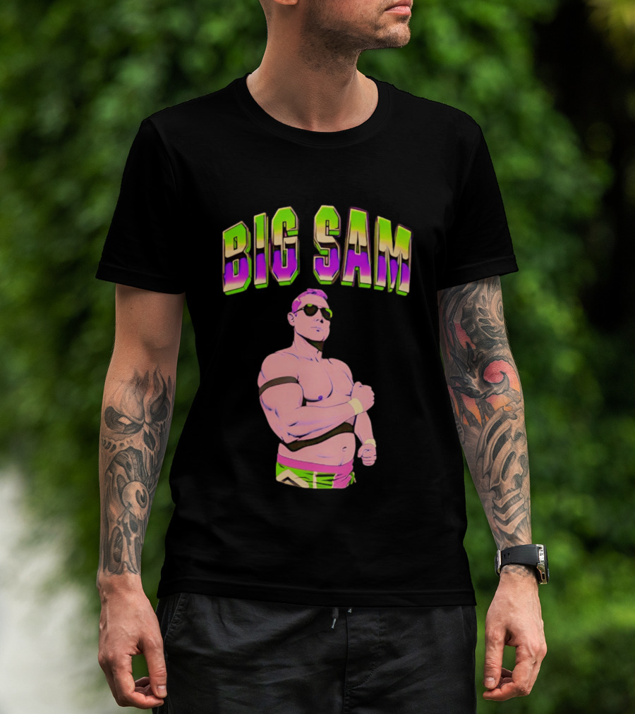 Big Sam Neon Aviators And Attitude Wrestling T-Shirt