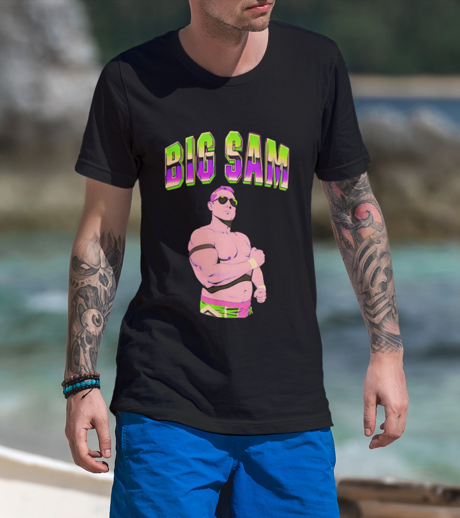 Big Sam Neon Aviators And Attitude Wrestling T-Shirt