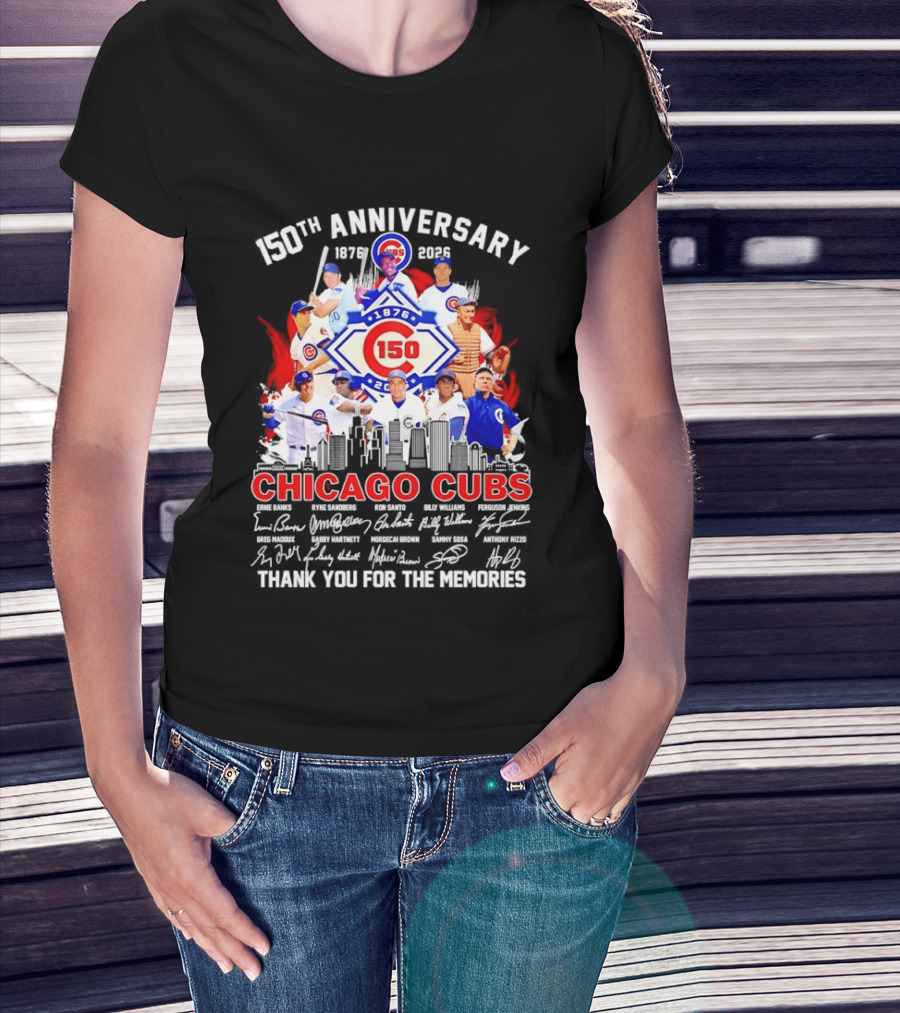 150th Anniversary Chicago Cubs 1876 2026 Skyline Thank You For The Memories T-Shirt
