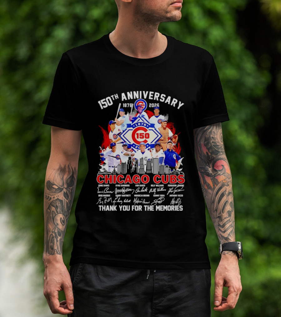 150th Anniversary Chicago Cubs 1876 2026 Skyline Thank You For The Memories T-Shirt
