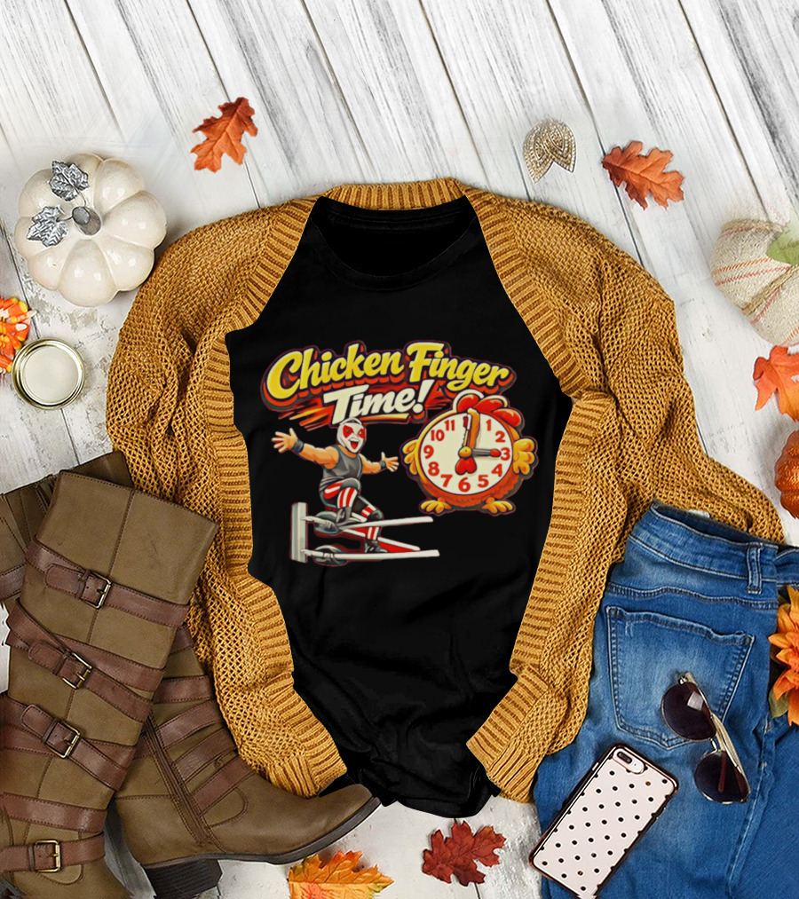 Chicken Finger Time Luchador Cartoon with Chicken T-Shirt
