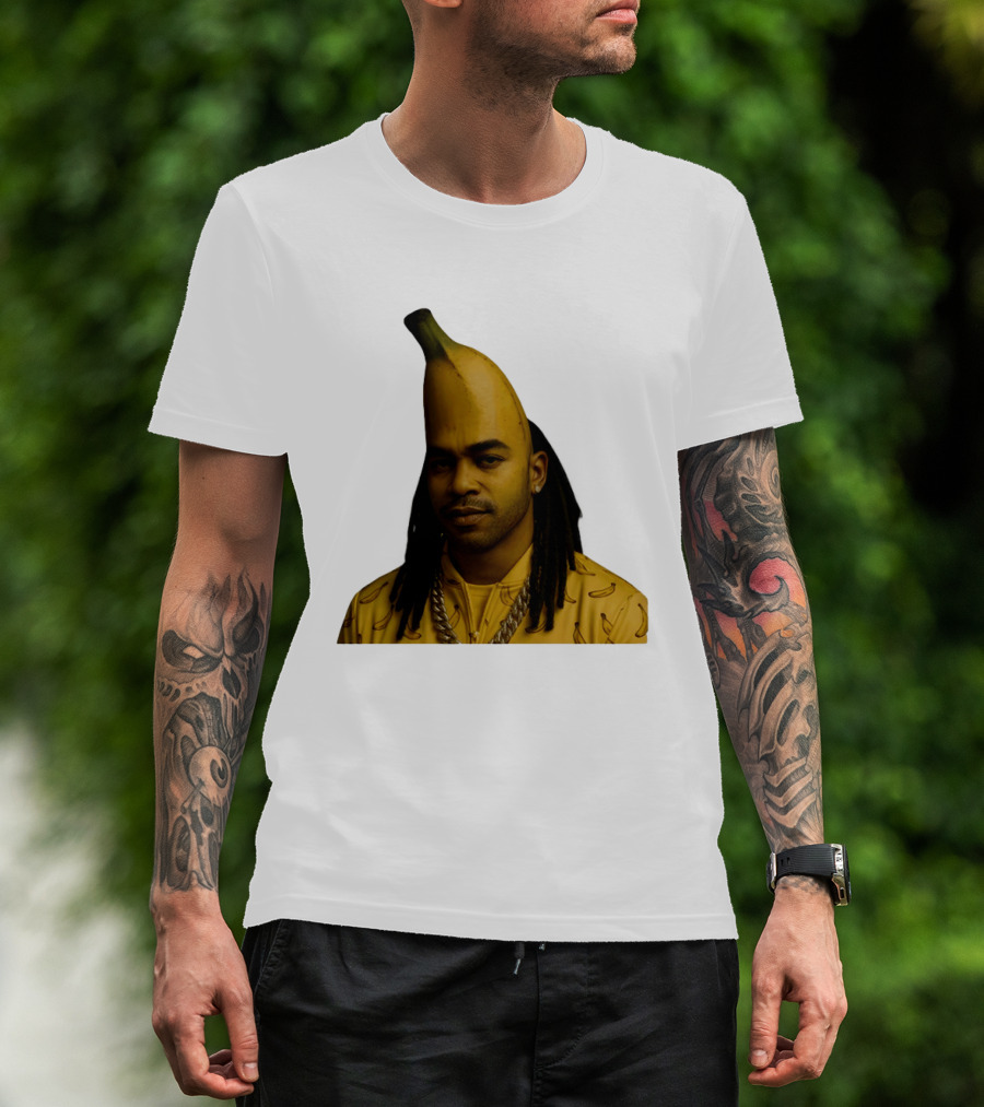 Banana Santana Face Head Banana Man With Dreadlocks And Chain T-Shirt