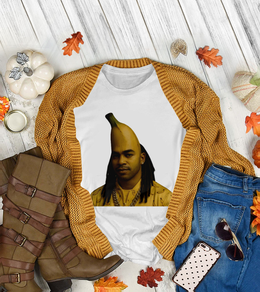 Banana Santana Face Head Banana Man with Dreadlocks and Chain T-Shirt