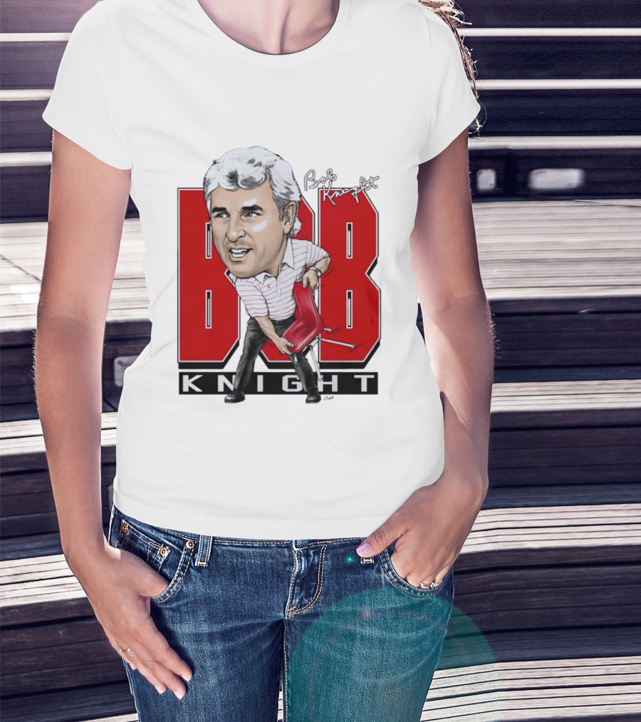 Bob Knight Chair Throw Caricature Signature Red Chair T-Shirt