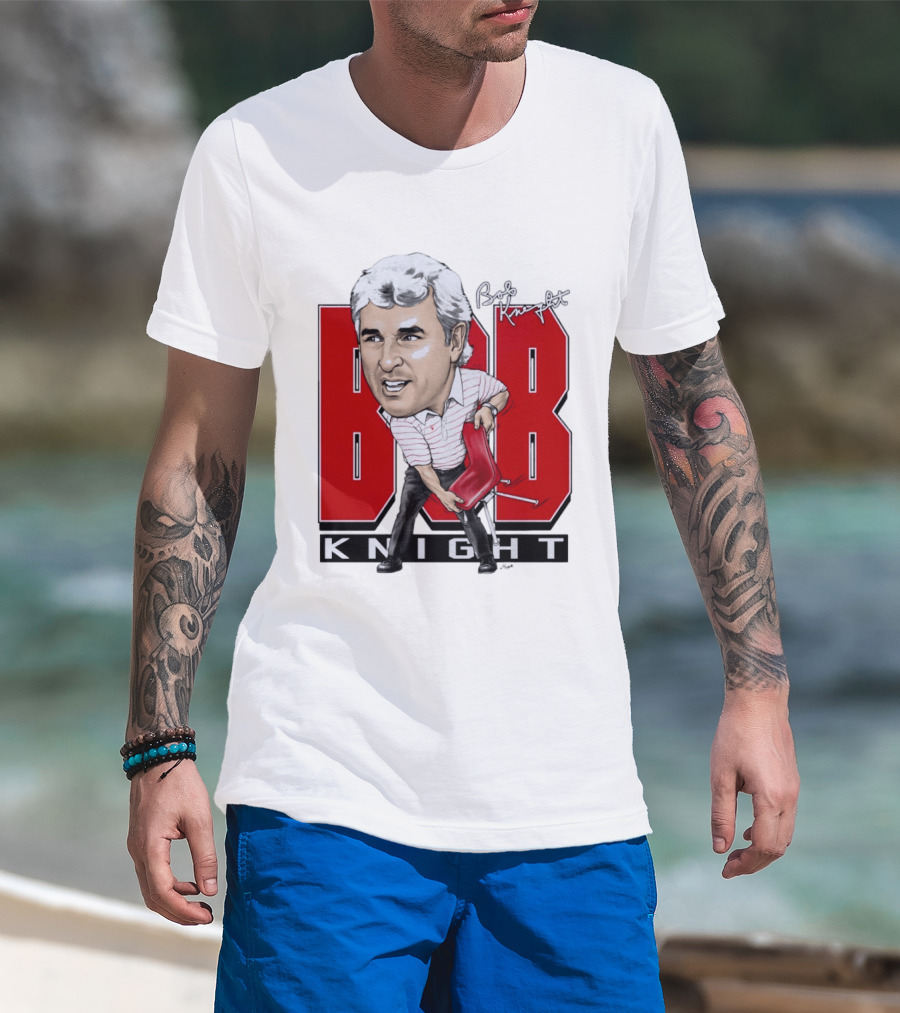 Bob Knight Chair Throw Caricature Signature Red Chair T-Shirt