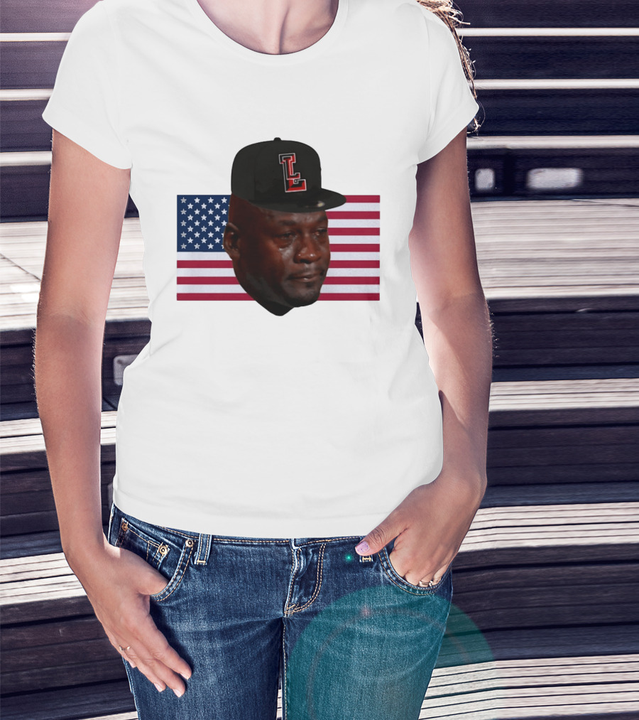 Crying Jordan Texas Tech Red Raiders USA Flag Iconic Meme Cap T-Shirt