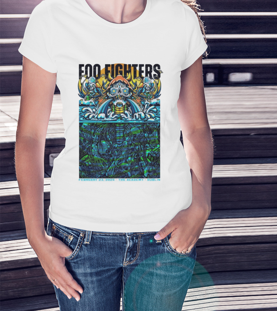 Foo Fighters Dublin 2026 Concert February 23 The Academy Venue Underwater Skeleton T-Shirt