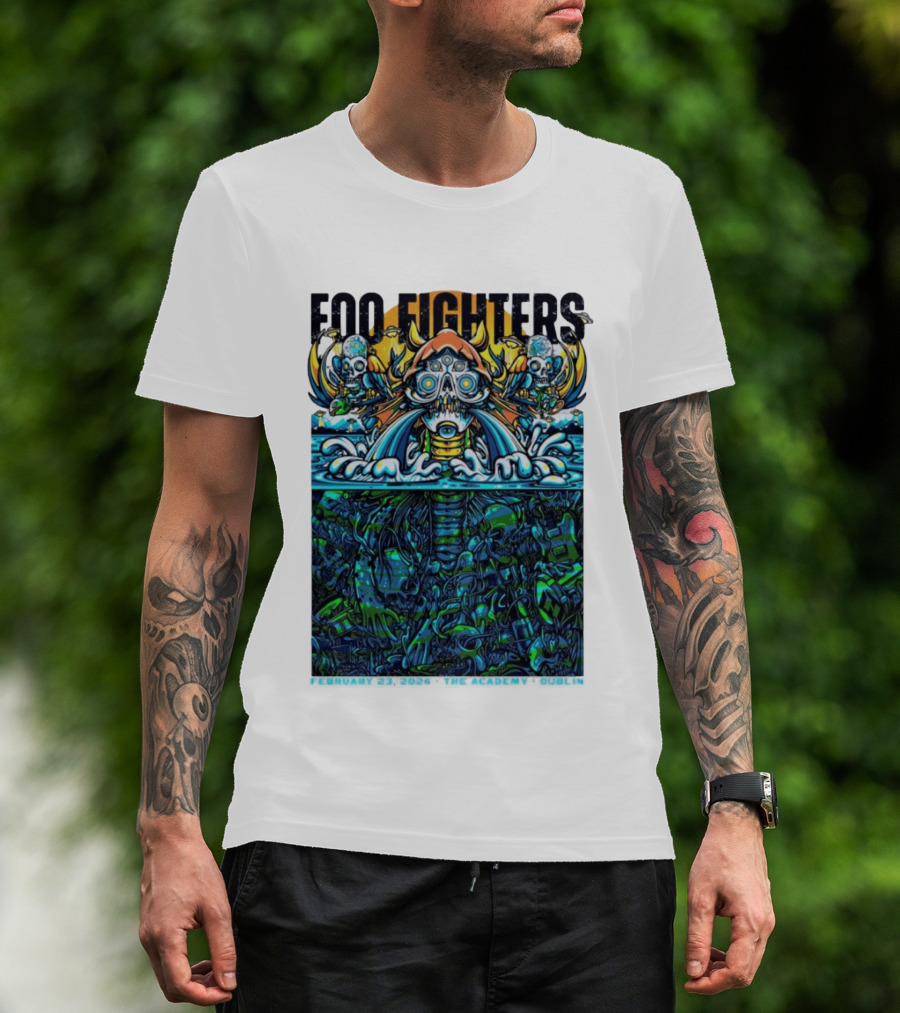 Foo Fighters Dublin 2026 Concert February 23 The Academy Venue Underwater Skeleton T-Shirt