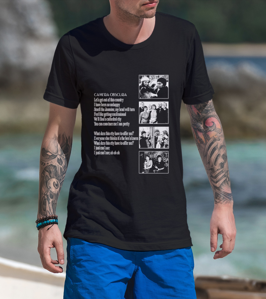 Camera Obscura Let's Get Out Of This Country Song Lyrics And Photos T-Shirt