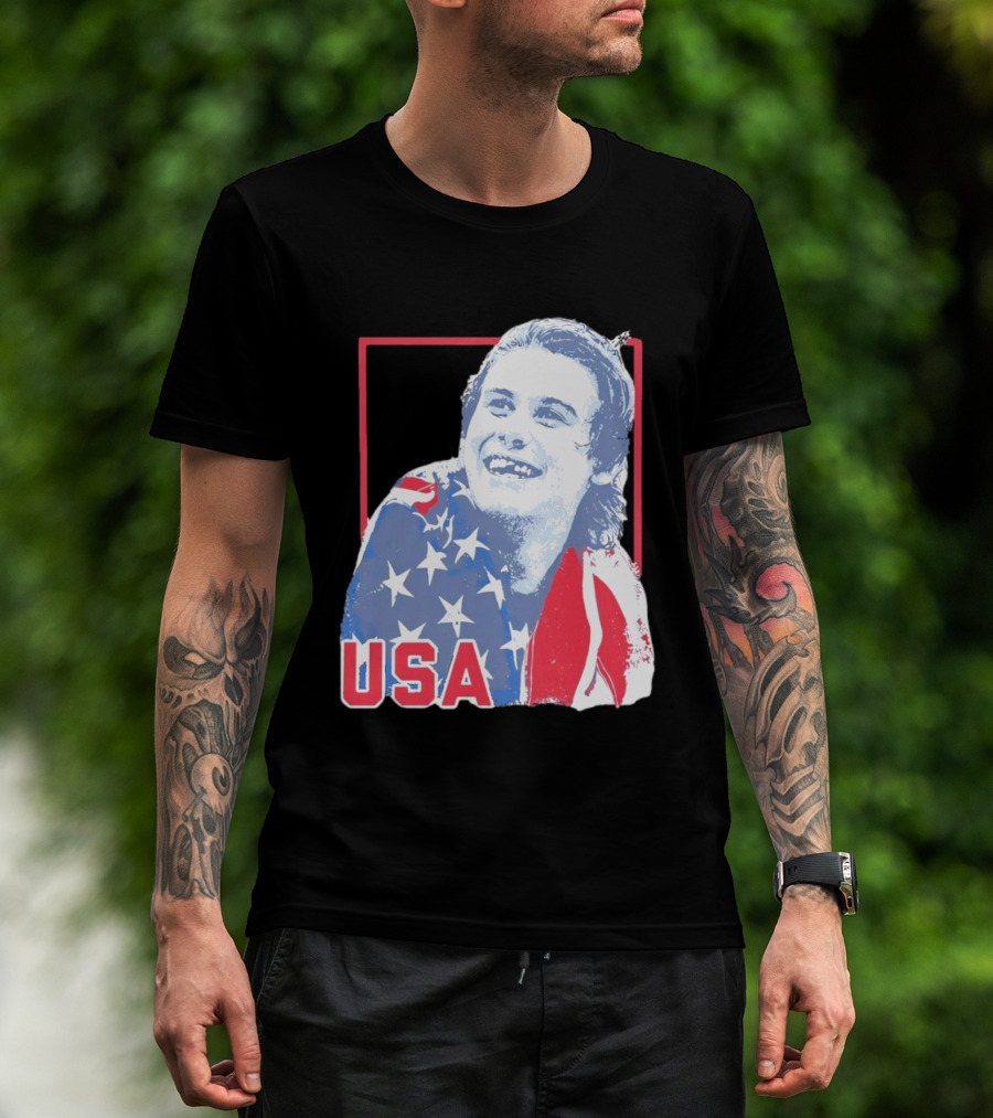 Jack Hughes USA Flag 2026 Hockey T-Shirt