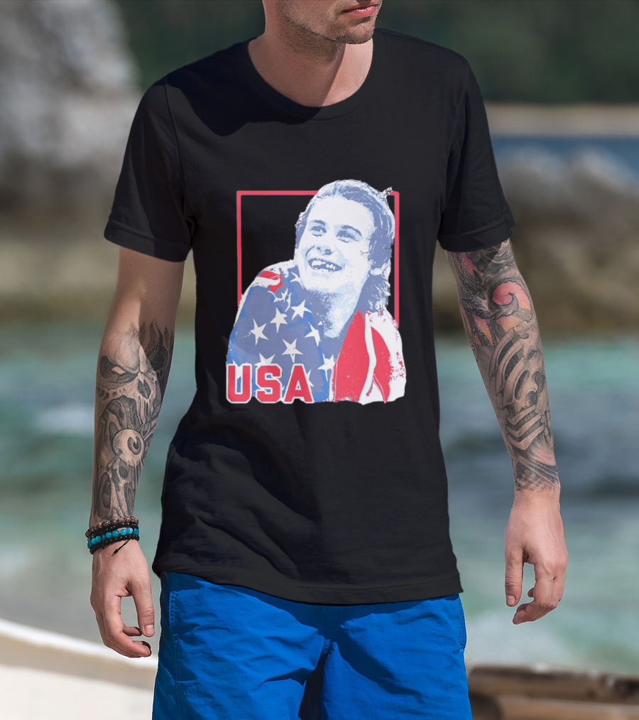 Jack Hughes USA Flag 2026 Hockey T-Shirt