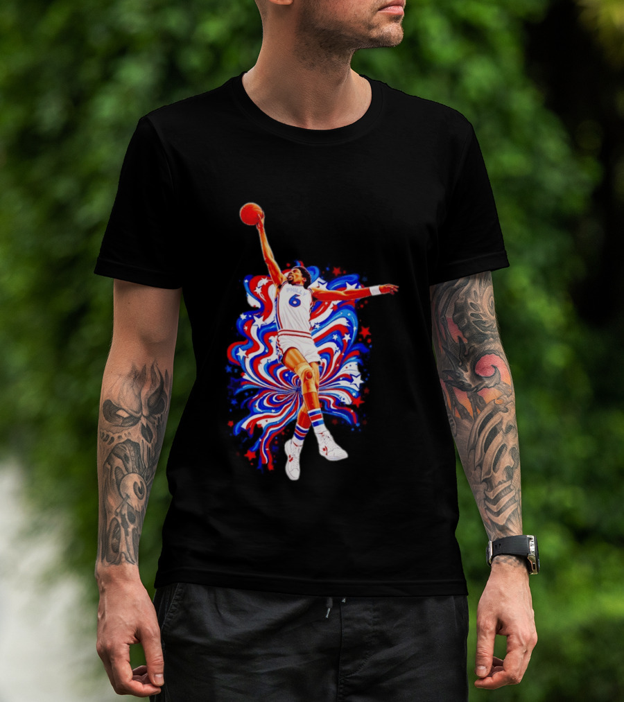 Philadelphia 76ers Julius Erving Dr. J Phunkadelic Slam Dunk T-Shirt