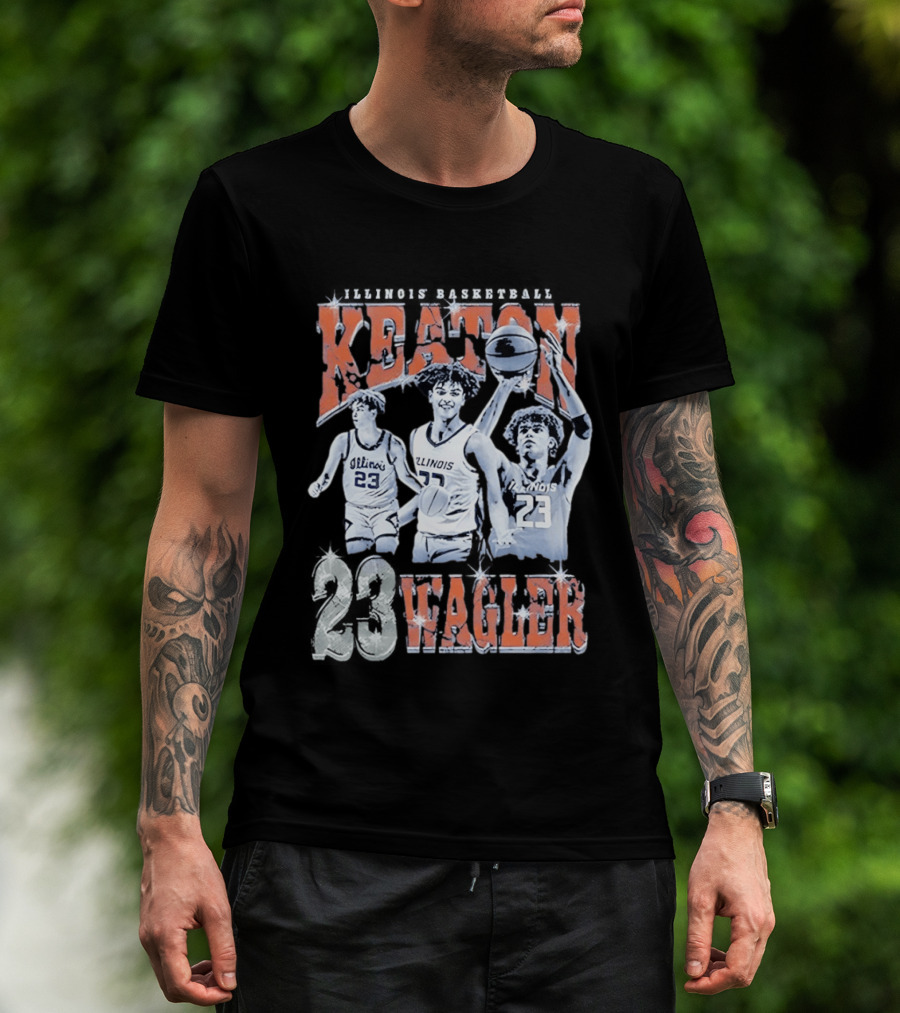 Keaton Wagler 23 Illinois Basketball Team Player Action Scenes T-Shirt