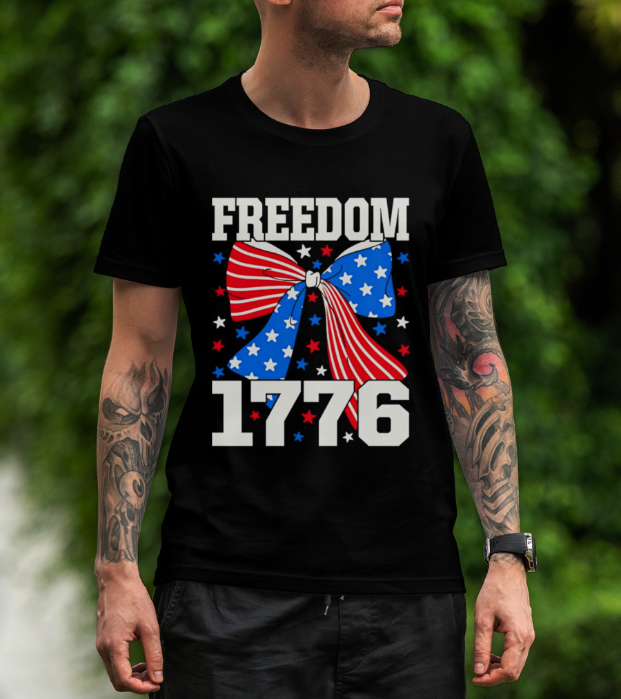 Freedom 1776 Patriotic Bow American Stars And Stripes T-Shirt