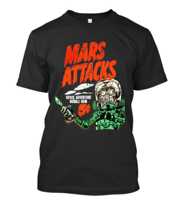 Mars Attacks Retro Space Adventure Bubble Gum 5 Cents Martian Comic T-Shirt