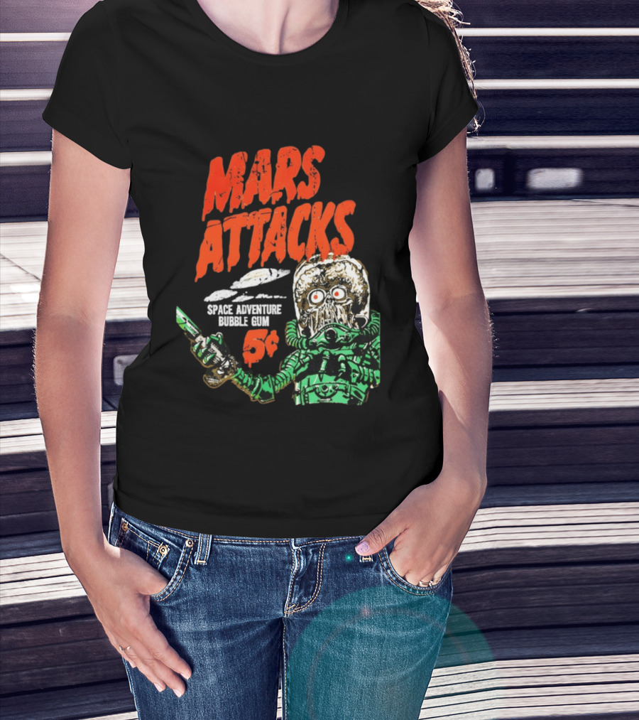 Mars Attacks Retro Space Adventure Bubble Gum 5 Cents Martian Comic T-Shirt
