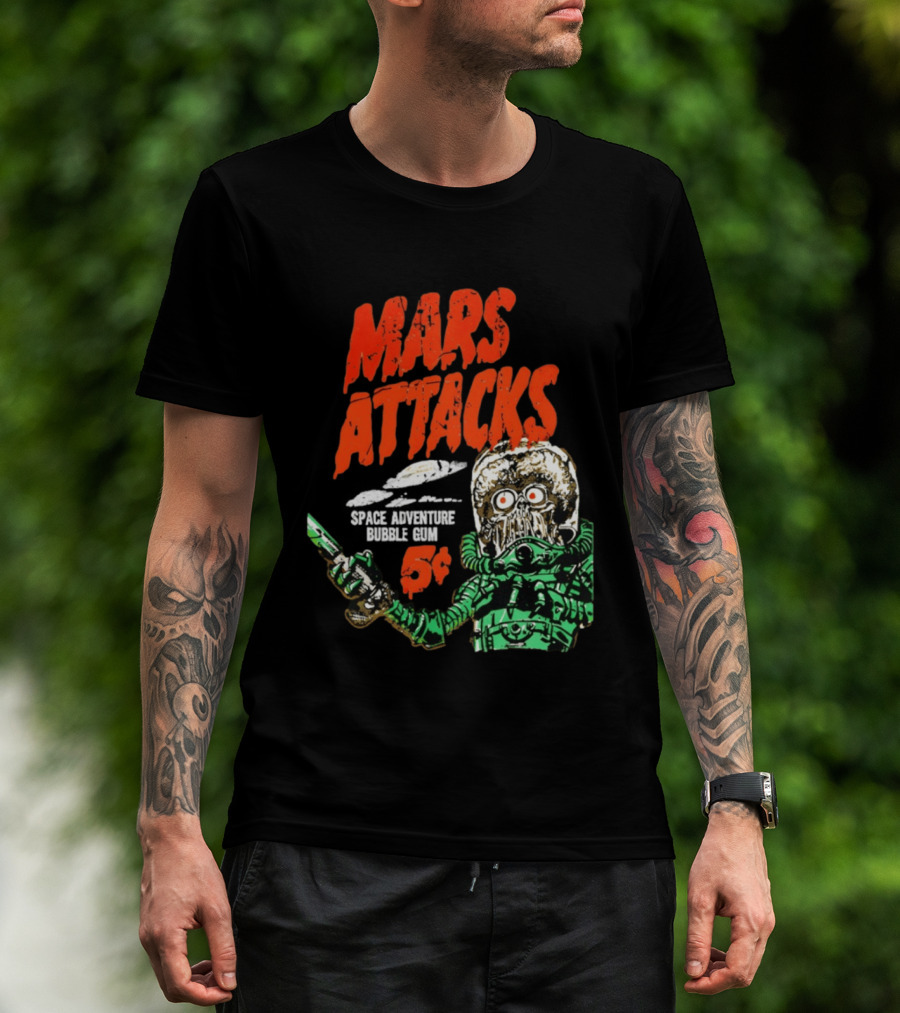 Mars Attacks Retro Space Adventure Bubble Gum 5 Cents Martian Comic T-Shirt