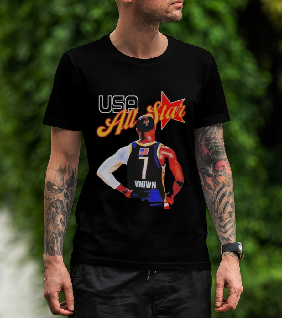 USA All Star 7 Brown Jersey 5X Champion JB T-Shirt