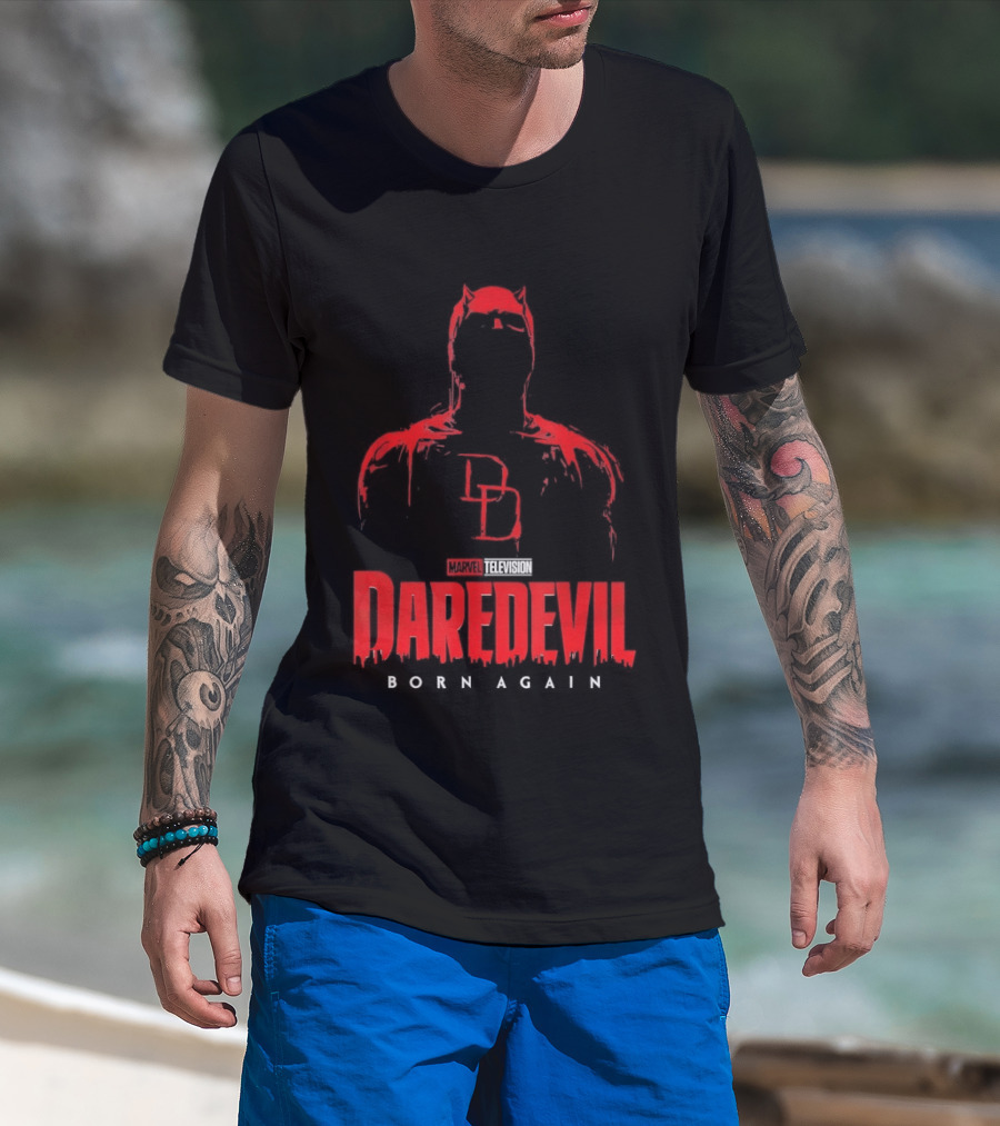 Marvel Daredevil Born Again DD Silhouette Red T-Shirt
