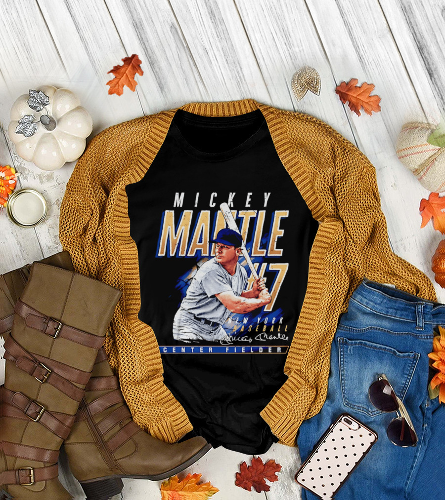 Mickey Mantle 7 New York Baseball Center Fielder T-Shirt