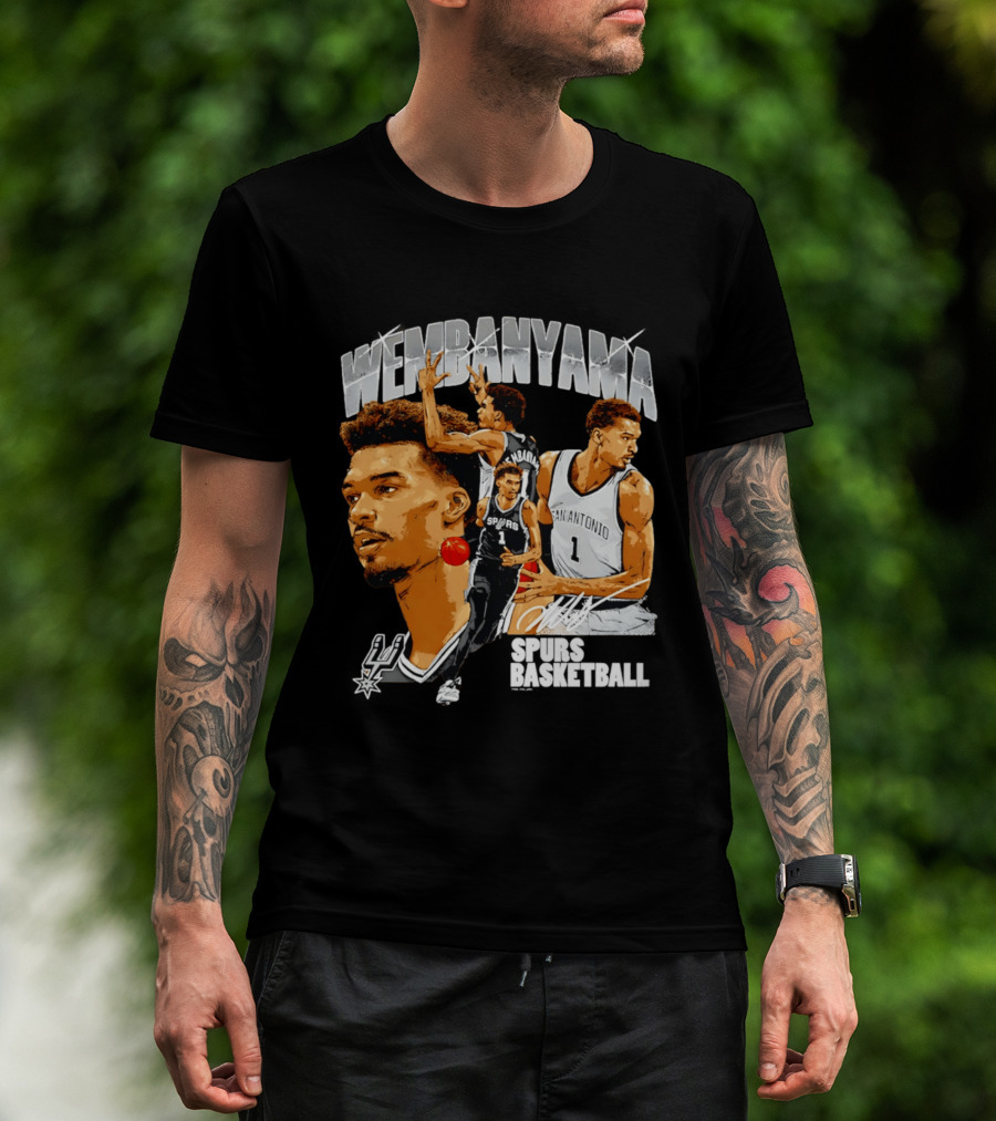 Wembanyama Spurs Basketball San Antonio Player Collage T-Shirt