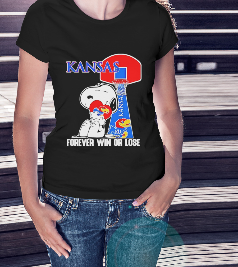 Kansas Jayhawks Basketball Snoopy Forever Win Or Lose T-Shirt