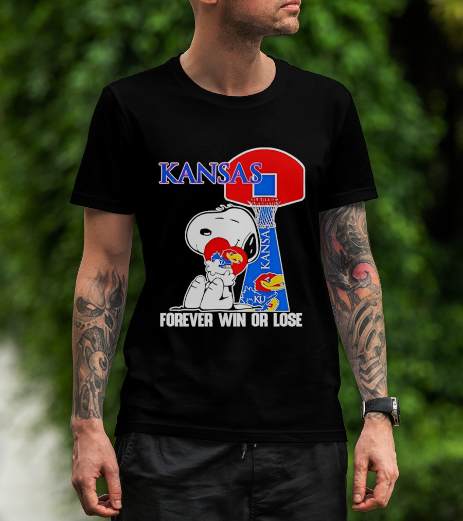 Kansas Jayhawks Basketball Snoopy Forever Win Or Lose T-Shirt