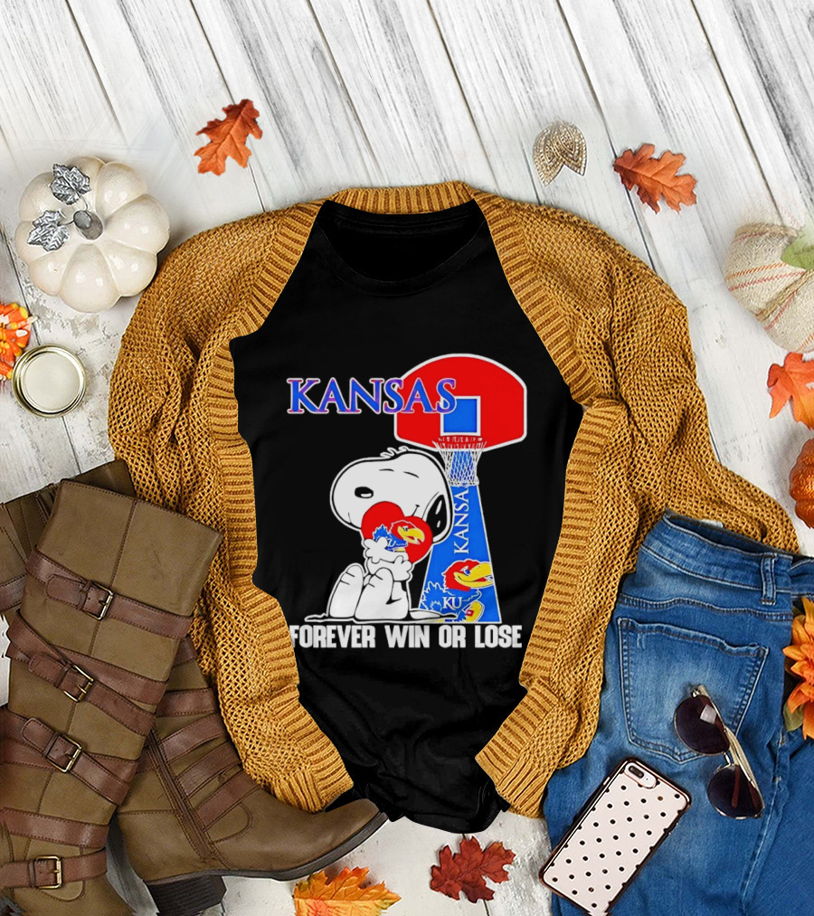 Kansas Jayhawks Basketball Snoopy Forever Win Or Lose T-Shirt