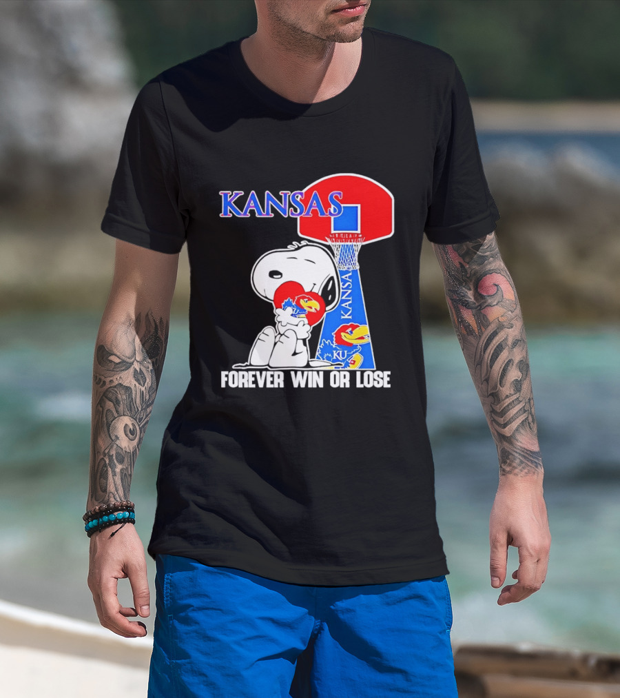 Kansas Jayhawks Basketball Snoopy Forever Win Or Lose T-Shirt