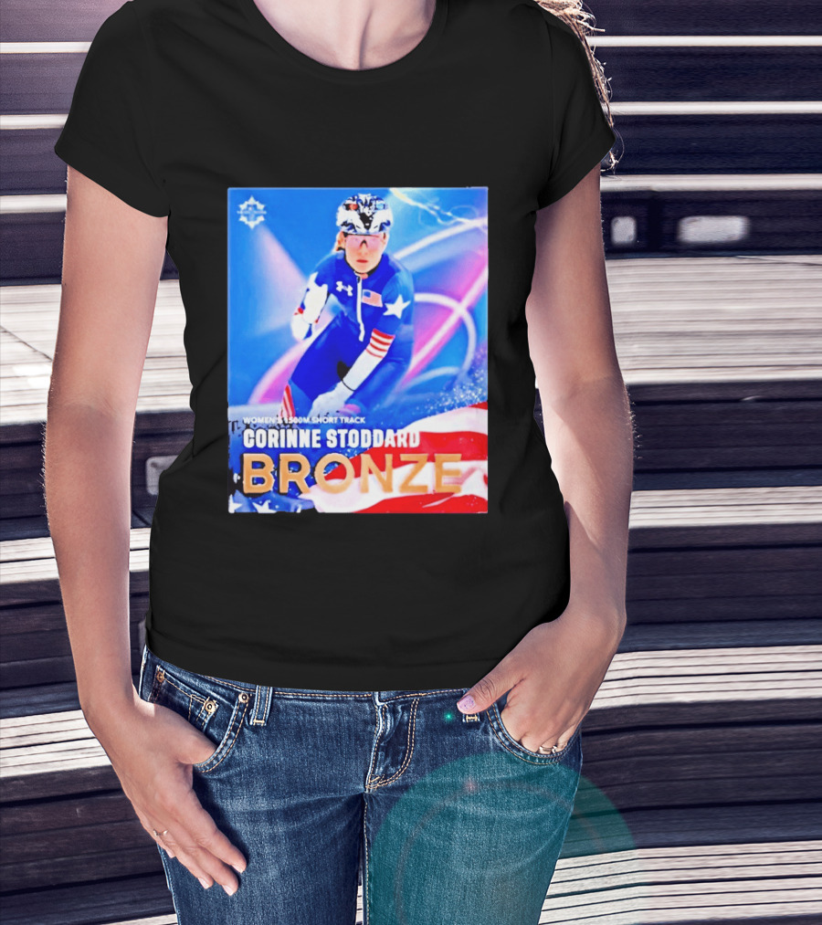 Womens 1500m Short Track Corinne Stoddard Bronze Milan Cortina 2026 T-Shirt