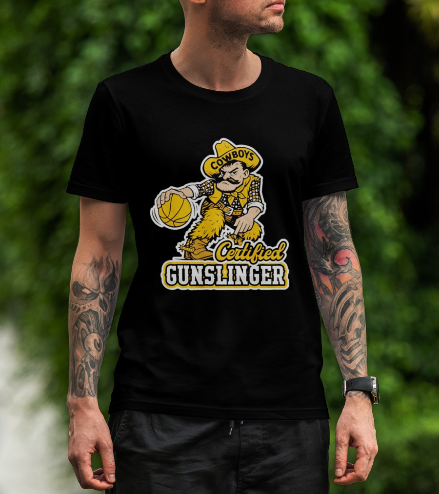 Pistol Pete Cowboys Certified Gunslinger Basketball T-Shirt