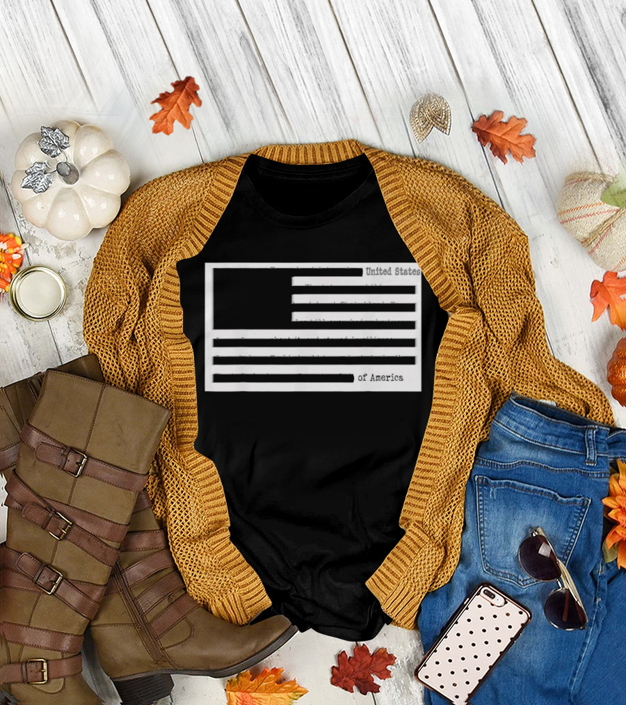 Censored American Documents Flag United States USA T-Shirt