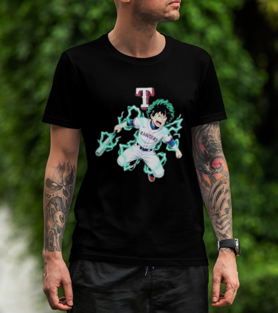 Deku My Hero Academia 2026 Texas Rangers MLB Collaboration Anime T-Shirt