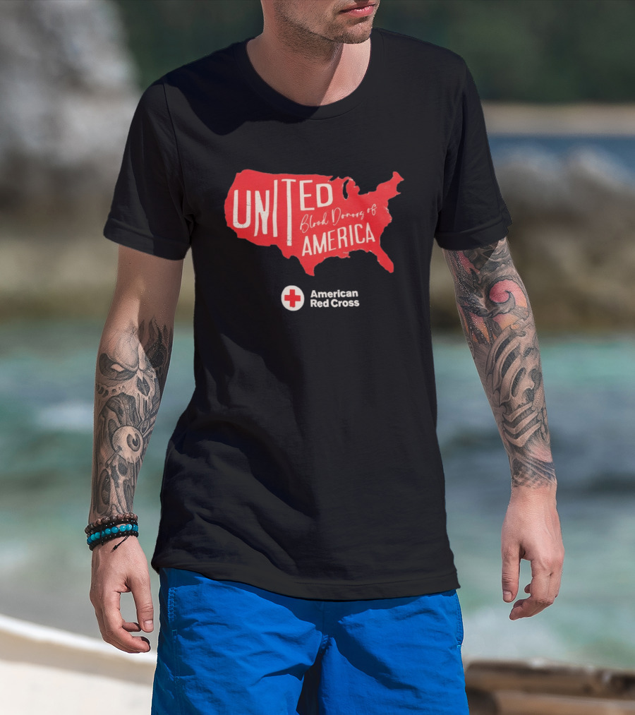 United Blood Donors Of America Map Red Cross Collaboration T-Shirt
