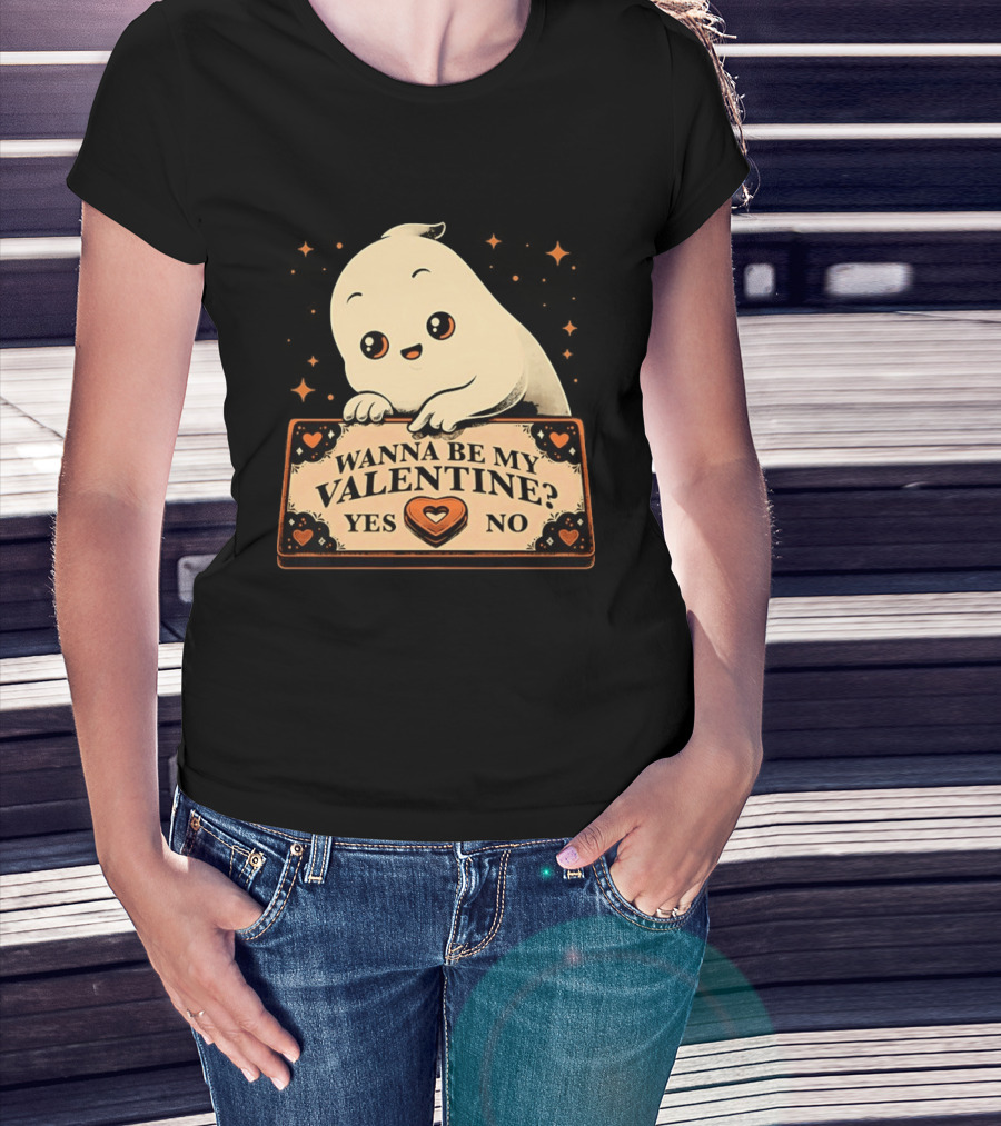 Ghost Ouija Wanna Be My Valentine Yes No Cute Valentine's Day Spirit T-Shirt