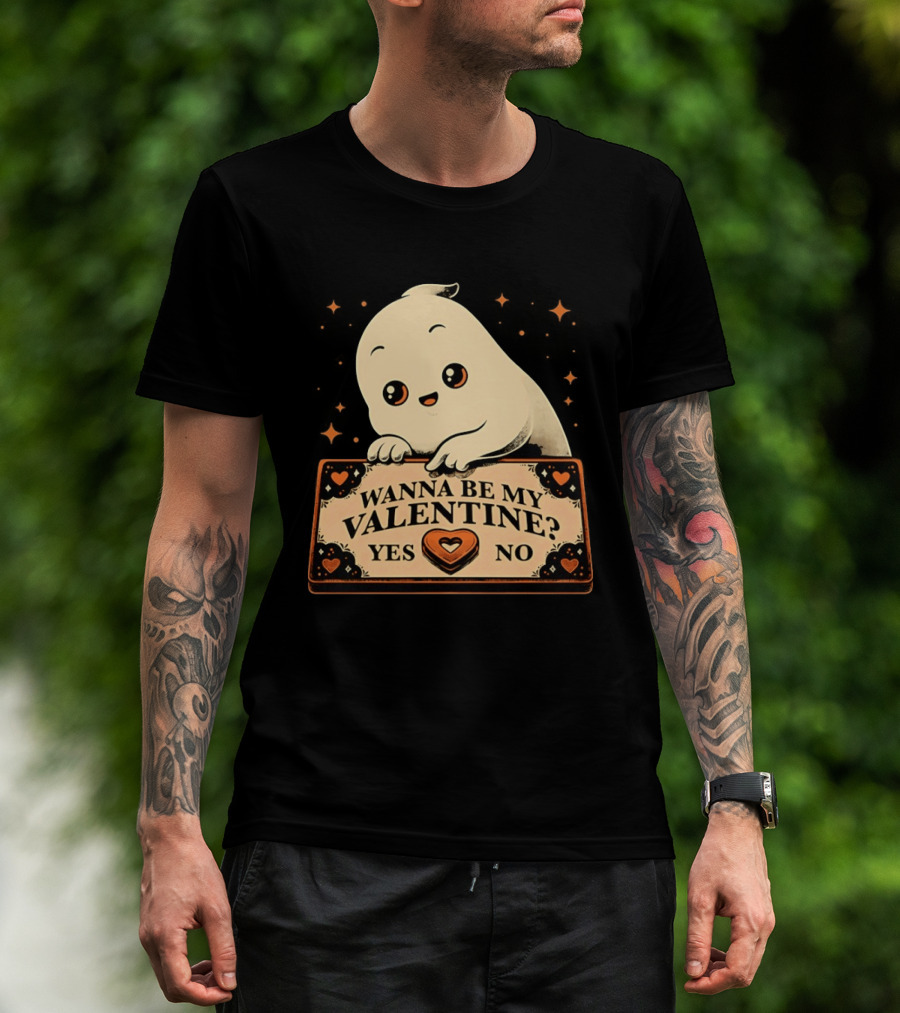 Ghost Ouija Wanna Be My Valentine Yes No Cute Valentine's Day Spirit T-Shirt