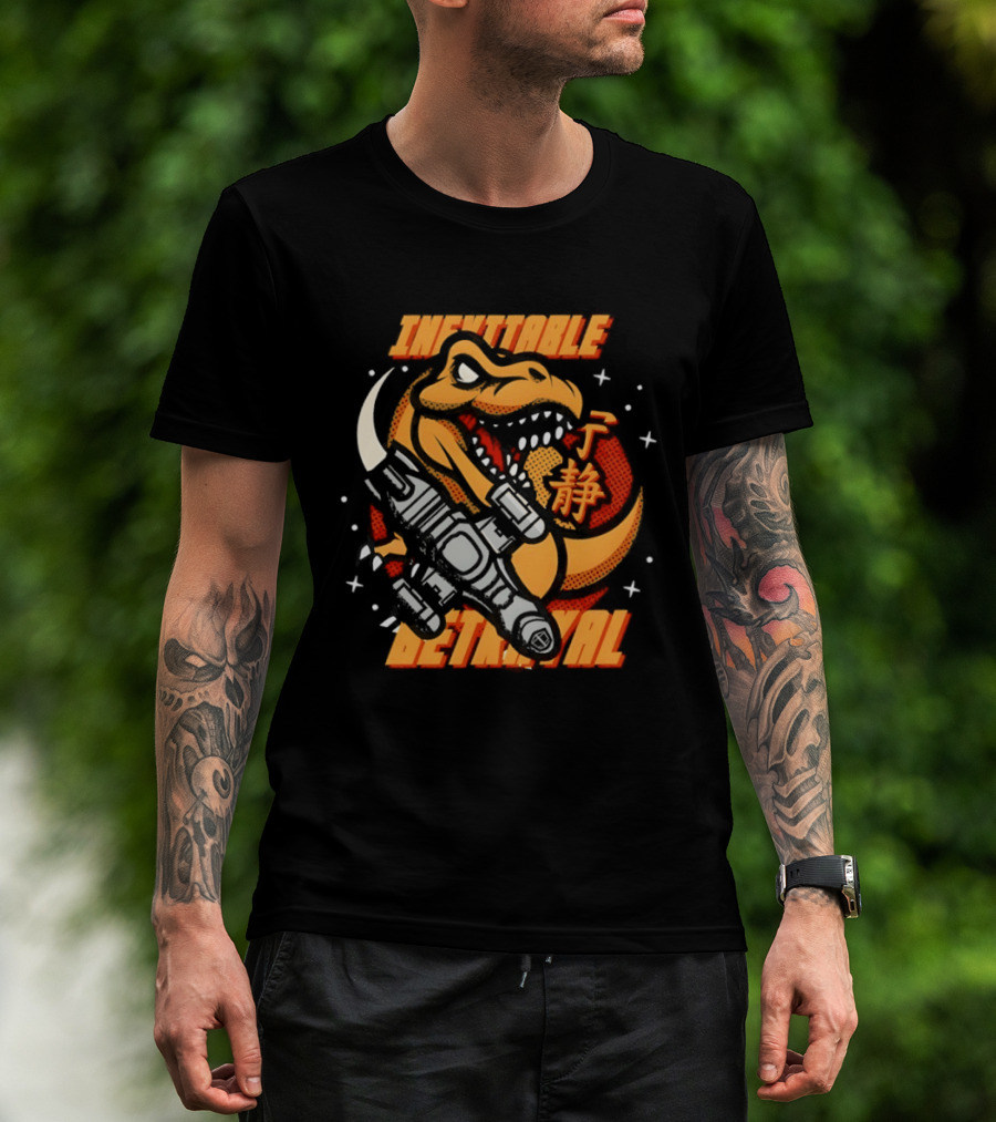 Inevitable Betrayal Dinosaur Retro Style With Robot T-Shirt