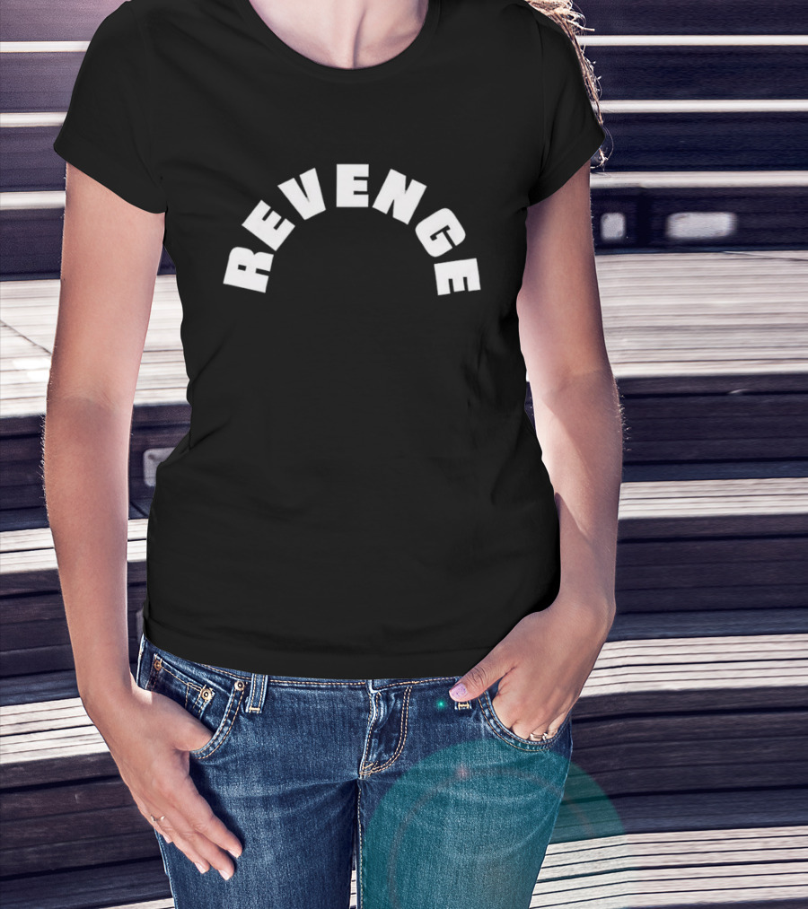 Revenge White Arched Bold Lettering T-Shirt