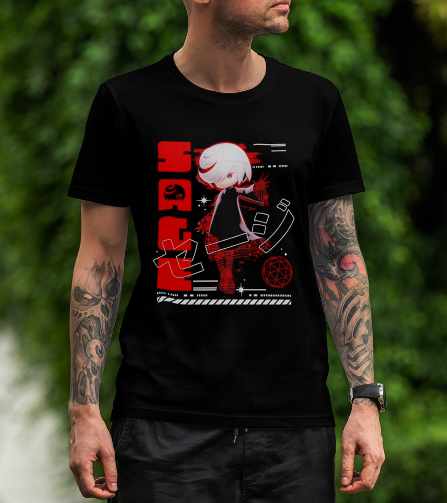 Sage Frontiers Character Illustration With Bold Red T-Shirt