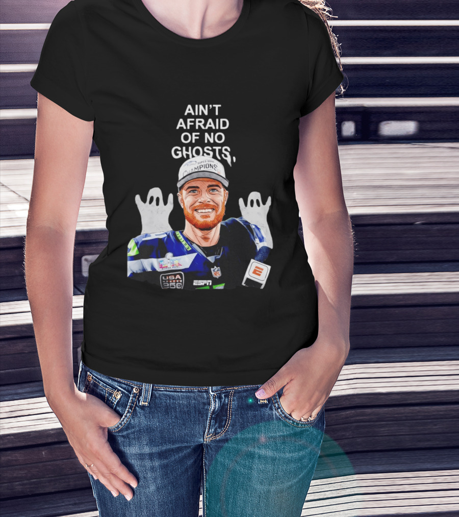 Ain't Afraid Of No Ghosts Seattle Super Bowl Champions ESPN NFL T-Shirt
